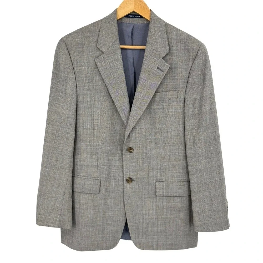 Ralph Lauren Mens‎ 38R 100% Wool Blazer Grey Glen Plaid Sport Coat Designer