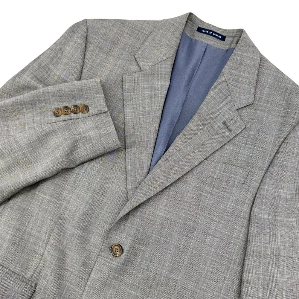 Ralph Lauren Mens‎ 38R 100% Wool Blazer Grey Glen Plaid Sport Coat Designer