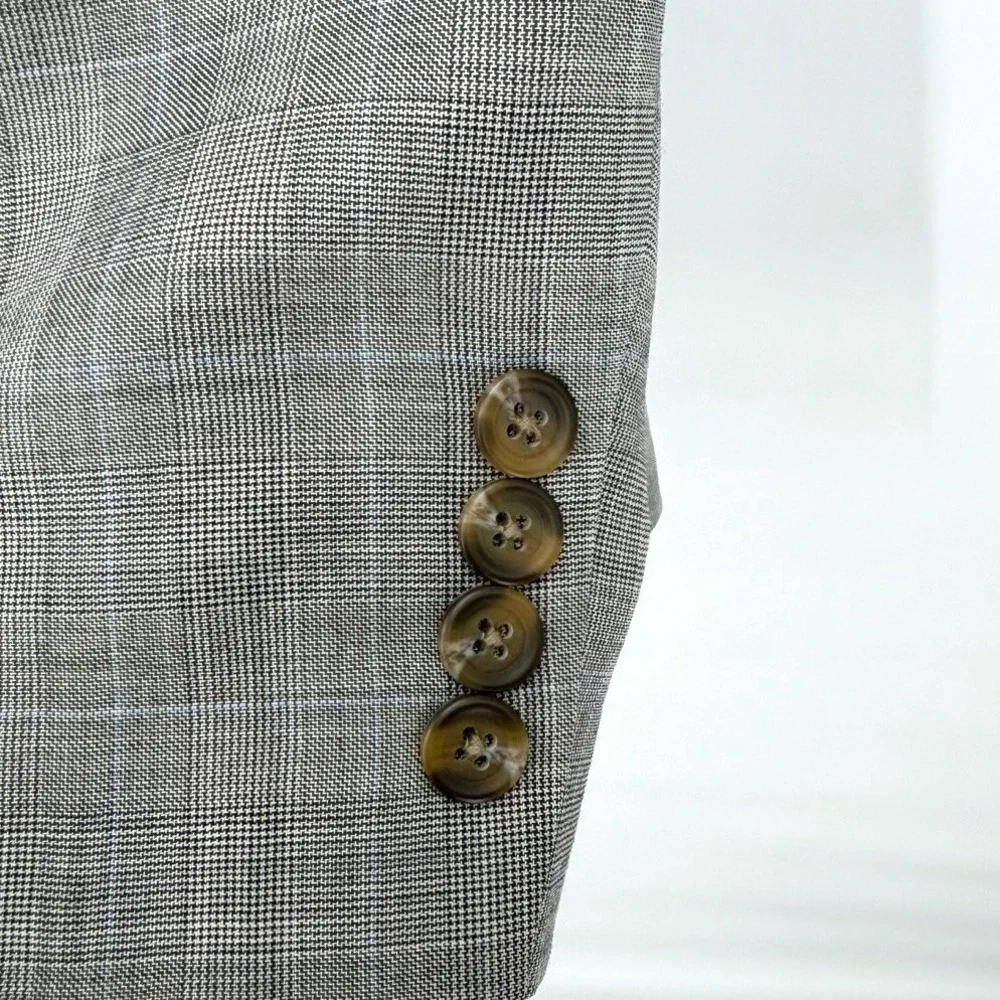 Ralph Lauren Mens‎ 38R 100% Wool Blazer Grey Glen Plaid Sport Coat Designer