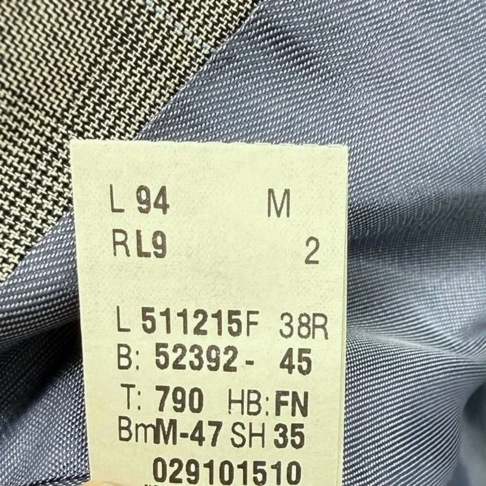 Ralph Lauren Mens‎ 38R 100% Wool Blazer Grey Glen Plaid Sport Coat Designer