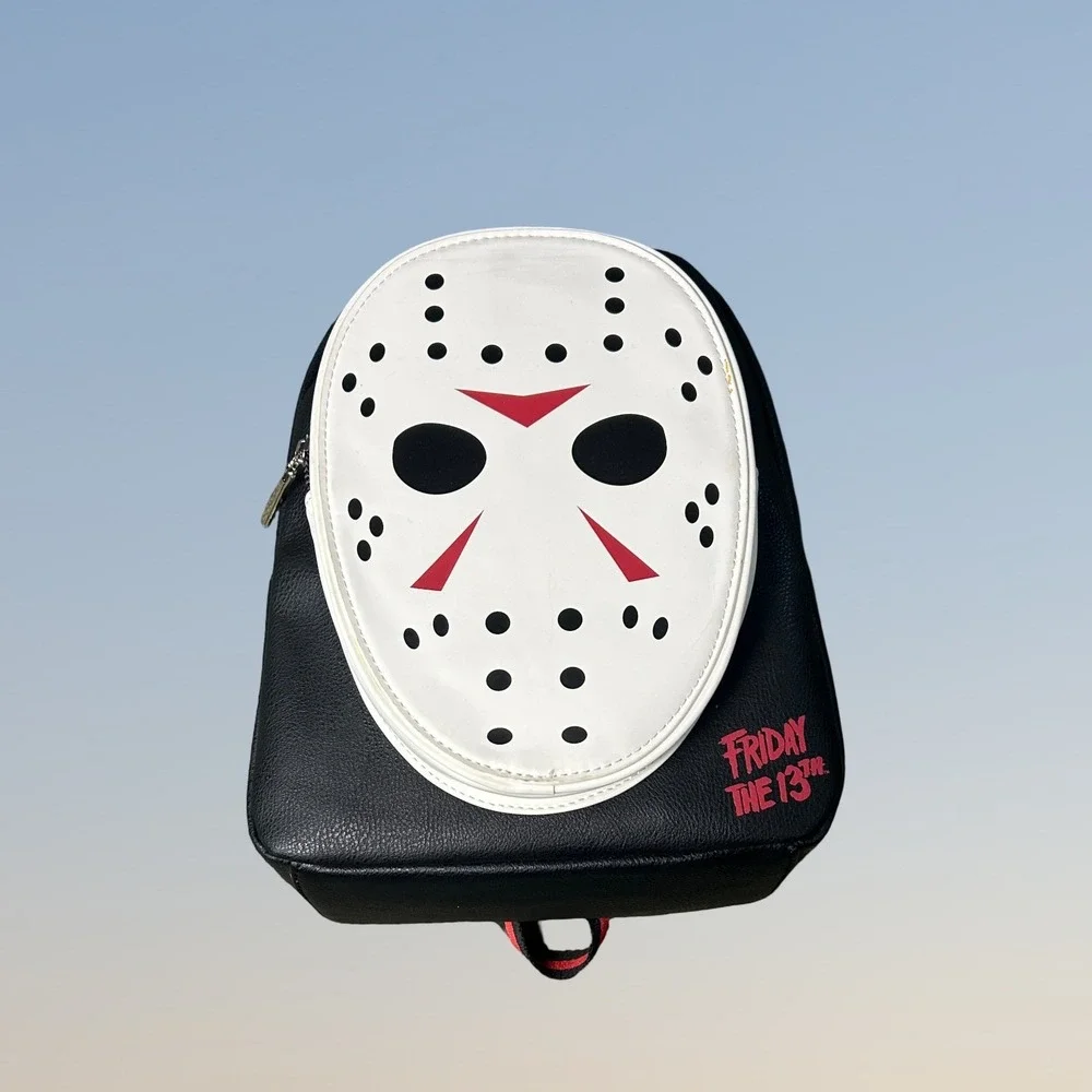 Friday the 13th Jason Voorhees Mask Mini Backpack Black Red Small