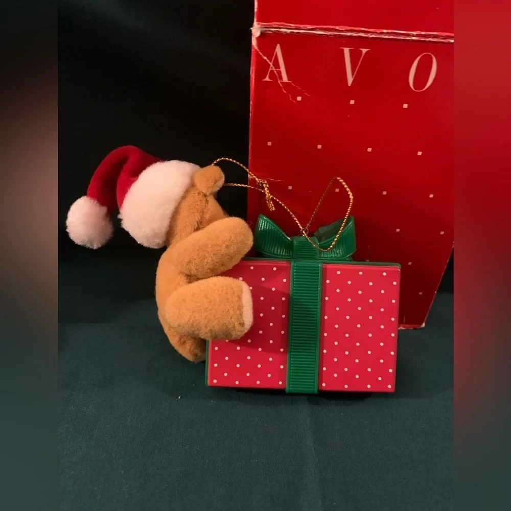 Vintage 1992 Avon Festive Bear with Gift Ornament
