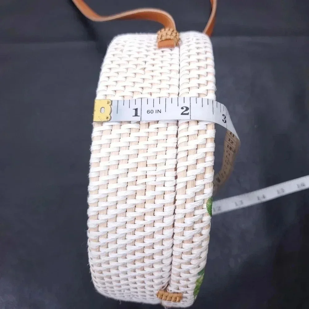 Sunflower 100% Rattan Round Crossbody Bag