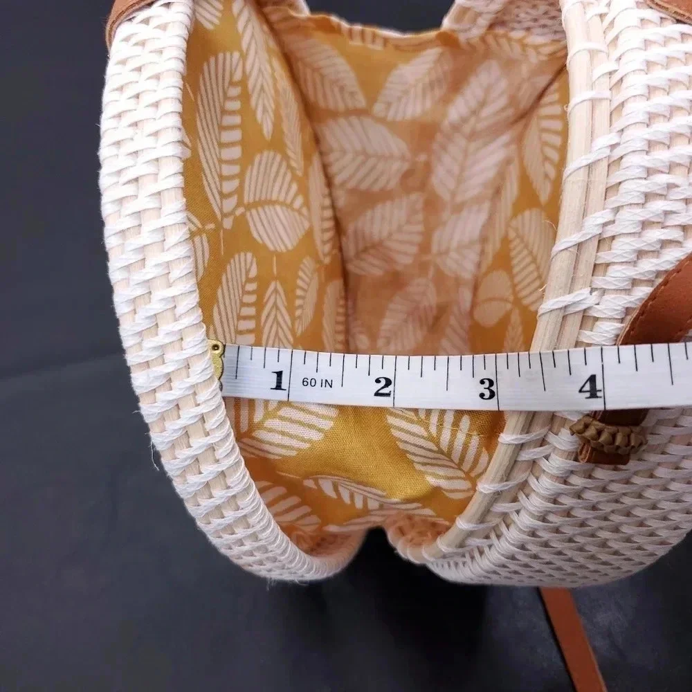 Sunflower 100% Rattan Round Crossbody Bag