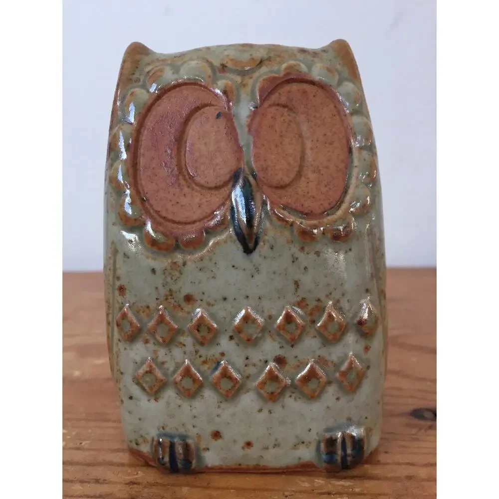 Vtg Japan Glazed Stoneware Ceramic Owl Figure Salt Or Pepper Spice Shaker 3.5