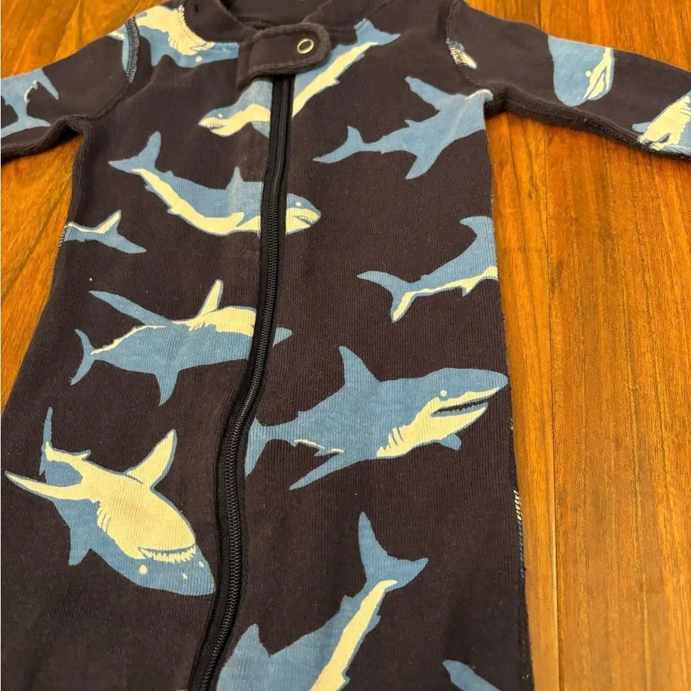 Hanna Andersson navy shark footless one piece pajamas