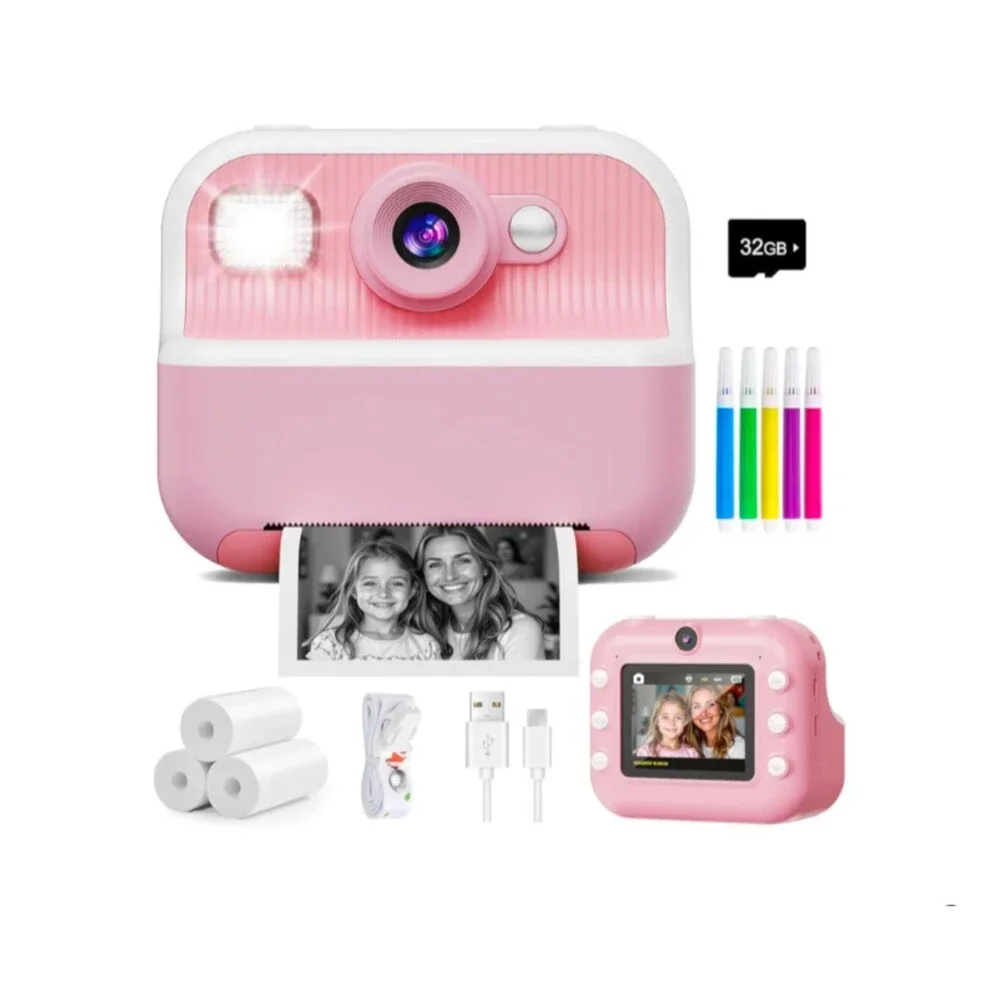 DIY Instant Print Camera Kids Camera Pink #2