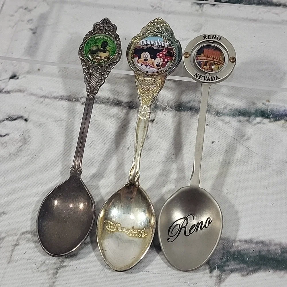 Vintage Souvenir Spoons Decorative Lot Of 3 Minnesota‎ Disneyland Reno Nevada