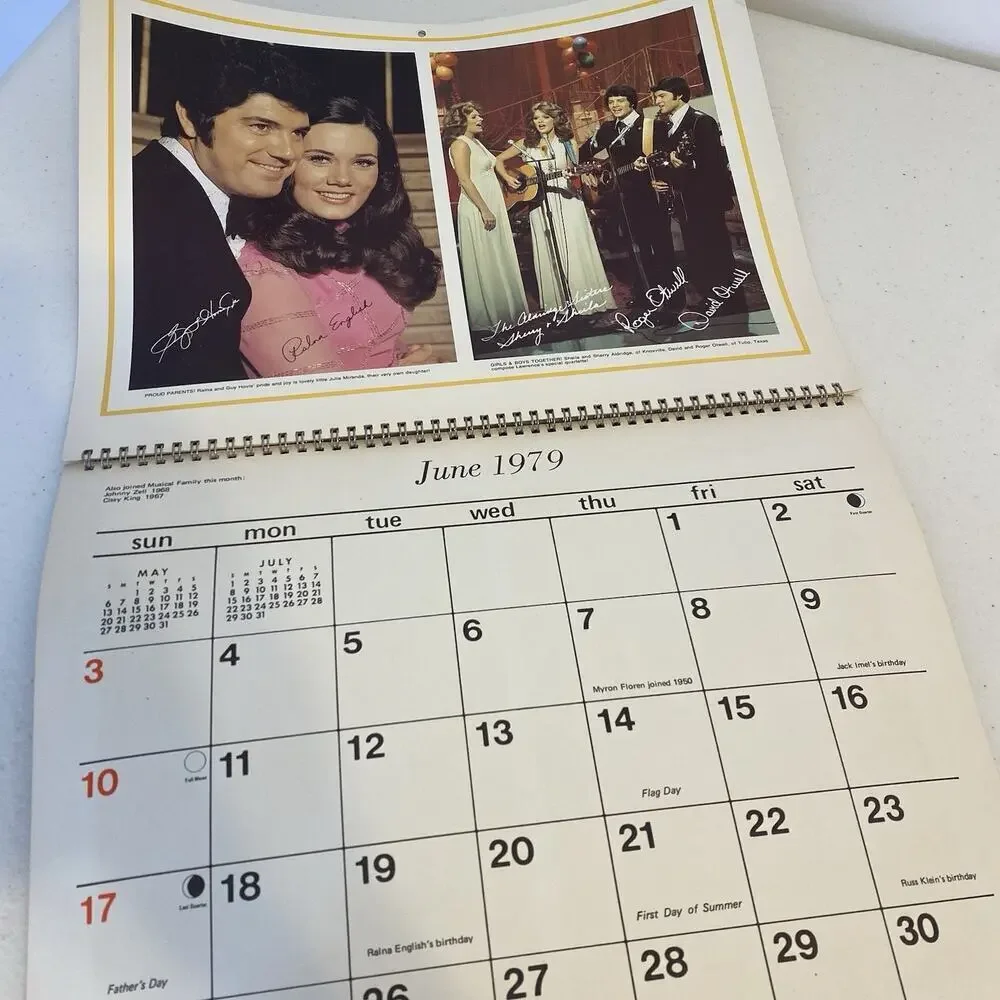 Vintage 1979 The Lauren Welk Musical Family Cardboard Pictorial Calendar