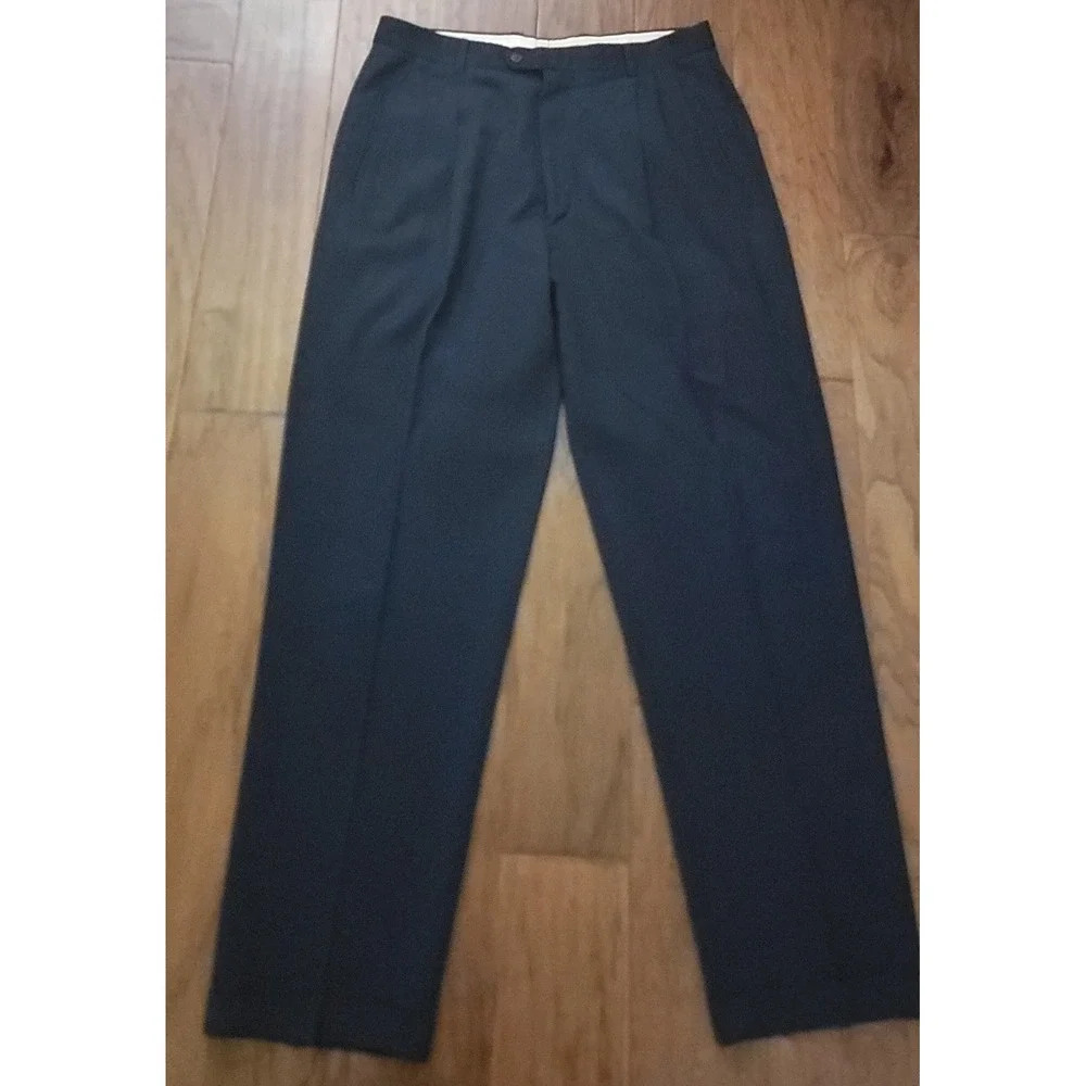 Antonio Pelluso Men's Black Pleated Wool Dress Trousers‎ Sz 36x31 Made IN ITALY