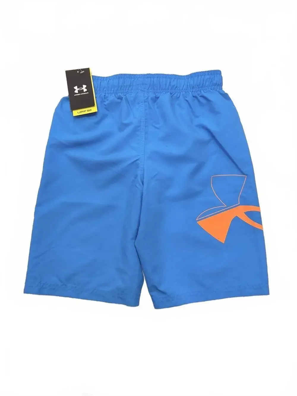 NEW Under Armour Boys Swim Trunks Blue Orange Mesh Lined Board Shorts Large