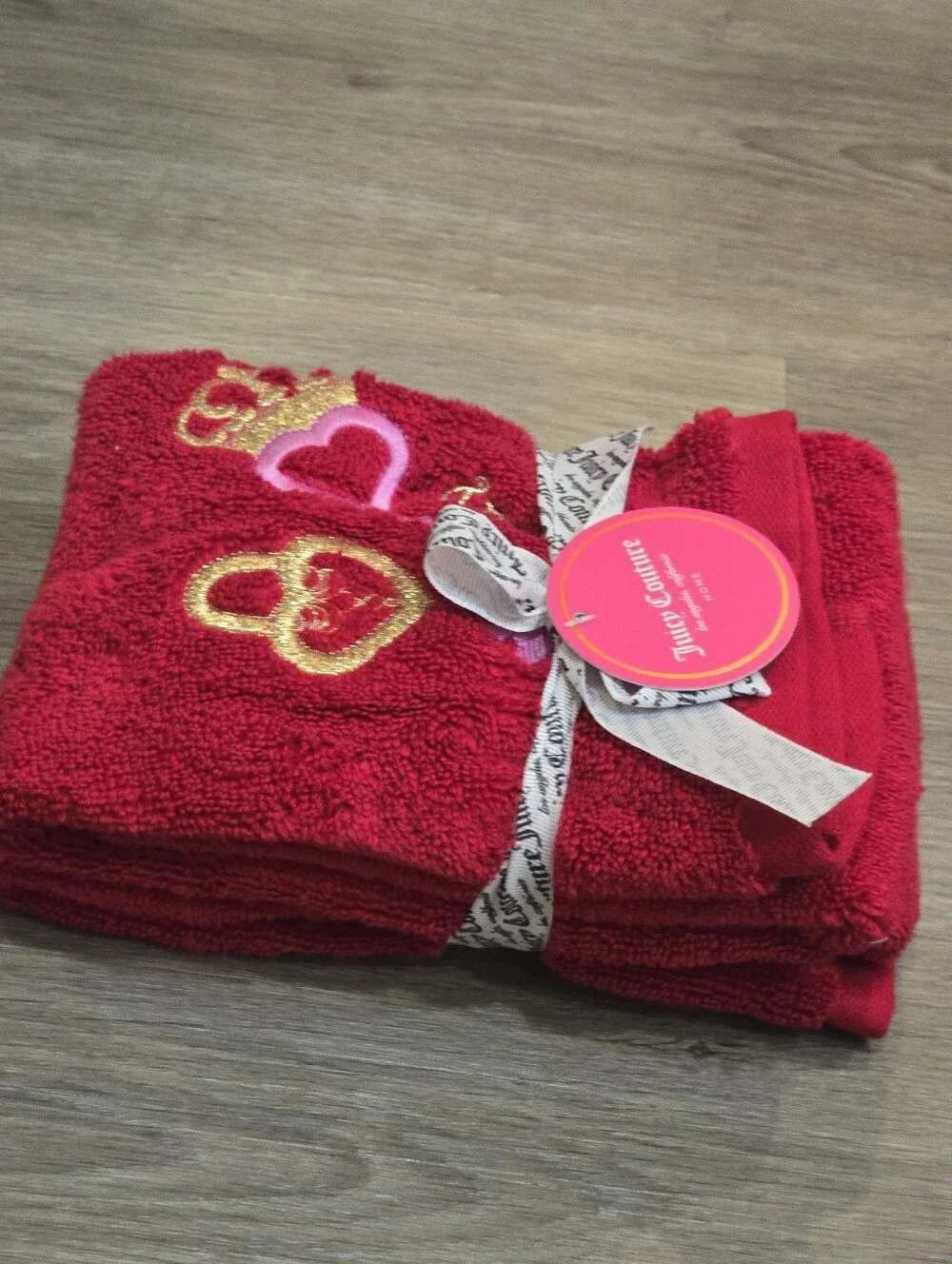 Juicy Couture Home Heart & Key Logo Embroidered Hand Towel Set