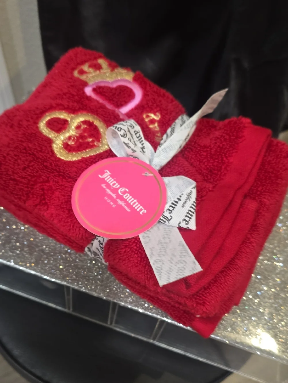 Juicy Couture Home Heart & Key Logo Embroidered Hand Towel Set