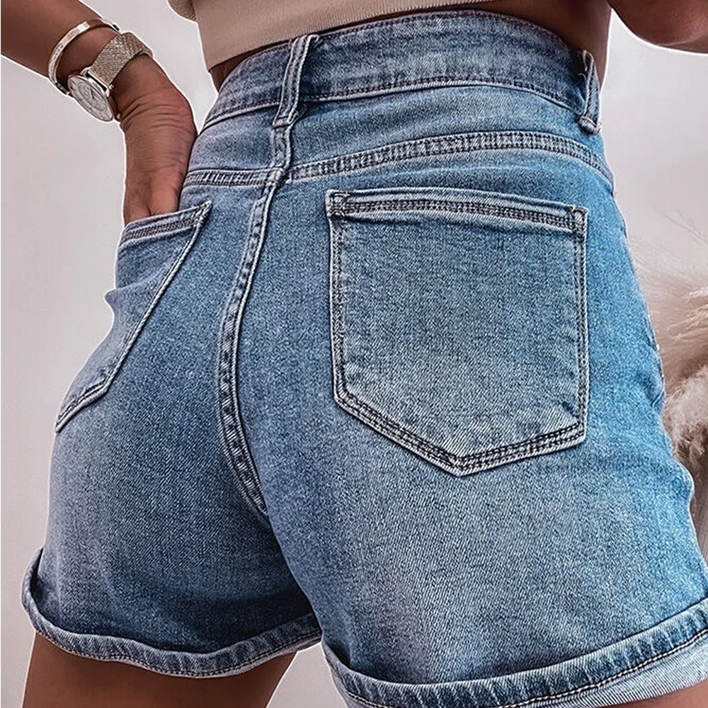 Denim Rhinestone Women Shorts