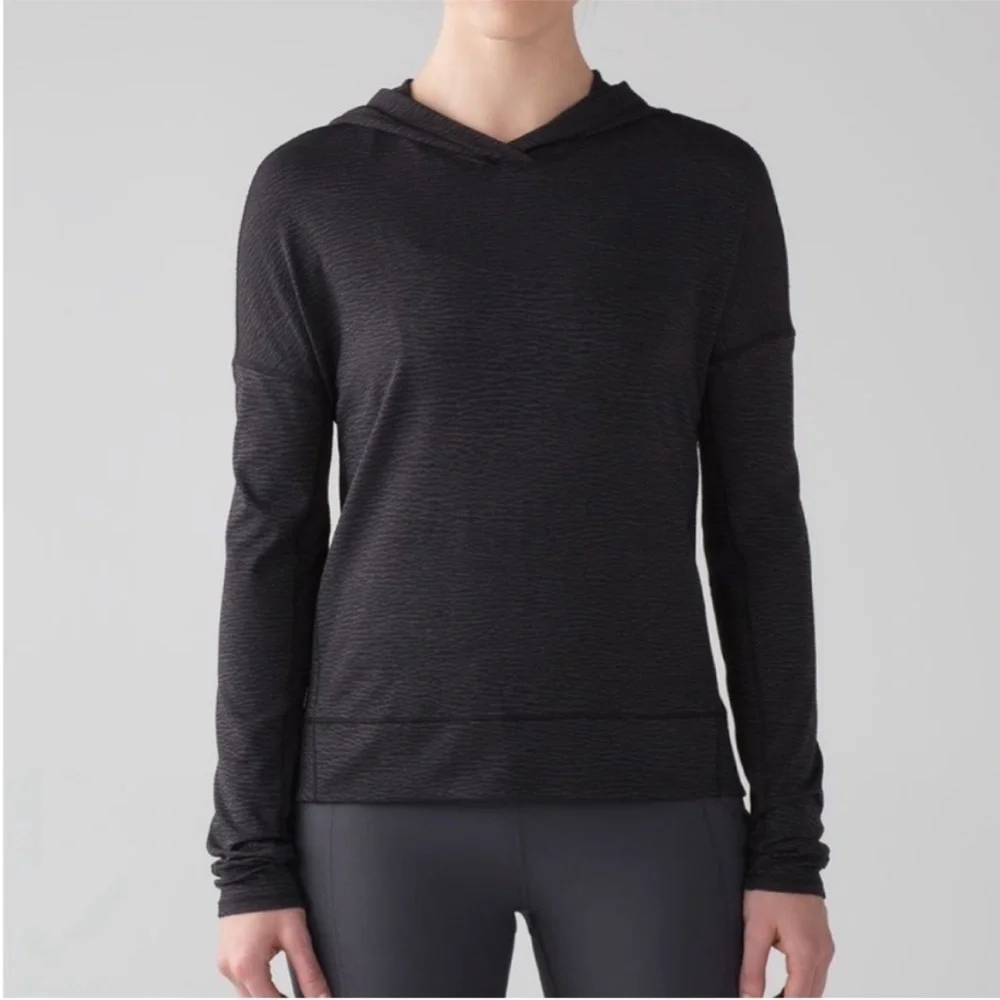Lululemon Squad Goals Hoodie in Pebble Jacquard Black Blue Tied