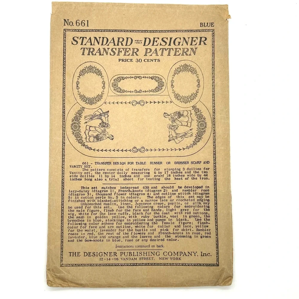 Standard Designer Antique 1920's Transfer Pattern #661 Table Runner HTF‎ RARE