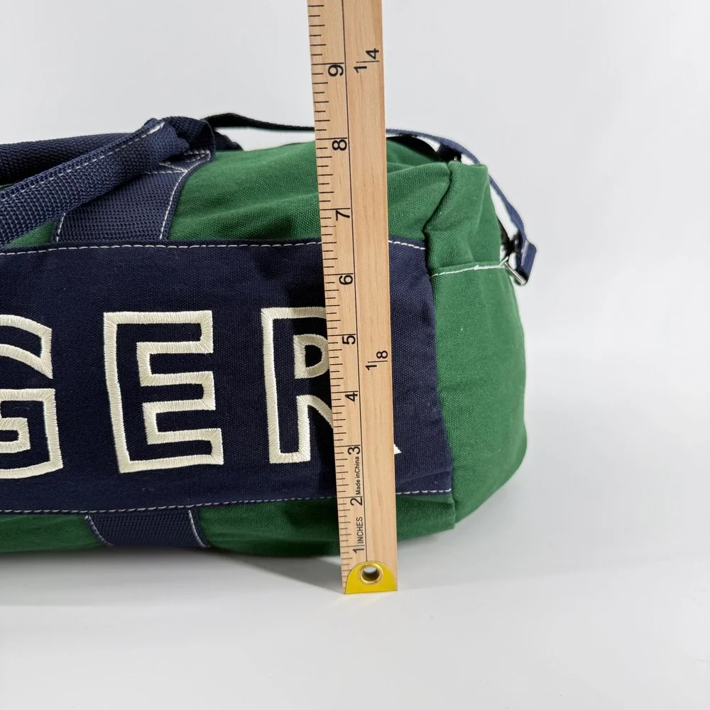 Tommy Hilfiger Duffle Bag L Green Navy Colorblock Cotton Embroidered Logo