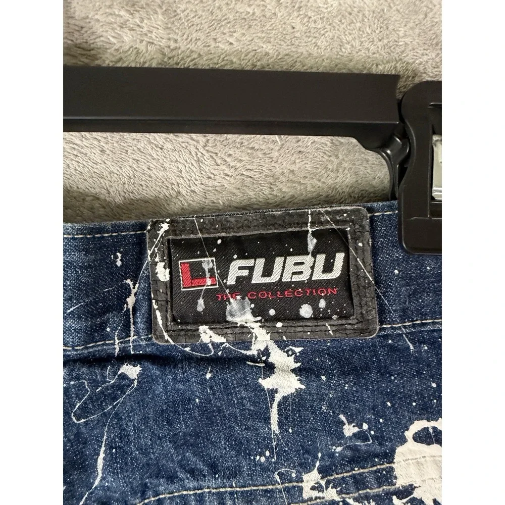 FUBU 90s Vtg‎ BAGGY Carpenter Blue Jeans 36x34 Rap Hip-Hop Paint Splatter