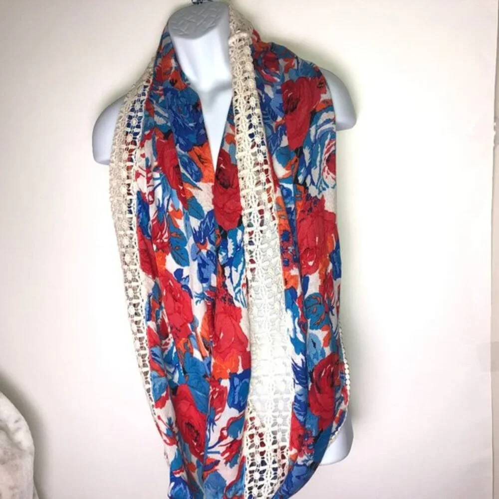 Rose‎ & Rose Infinity Scarf Victorian Fairy Roses & Lace