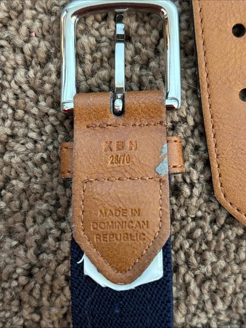 Nautica Tan Leather Belt with Silver Buckle