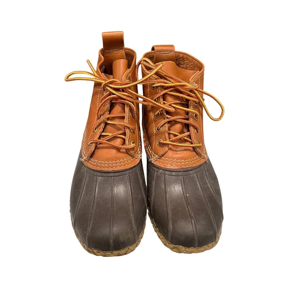 LL Bean Boots Mens 8 Duck Boots Tan Brown Waterproof Leather Work Outdoor 6