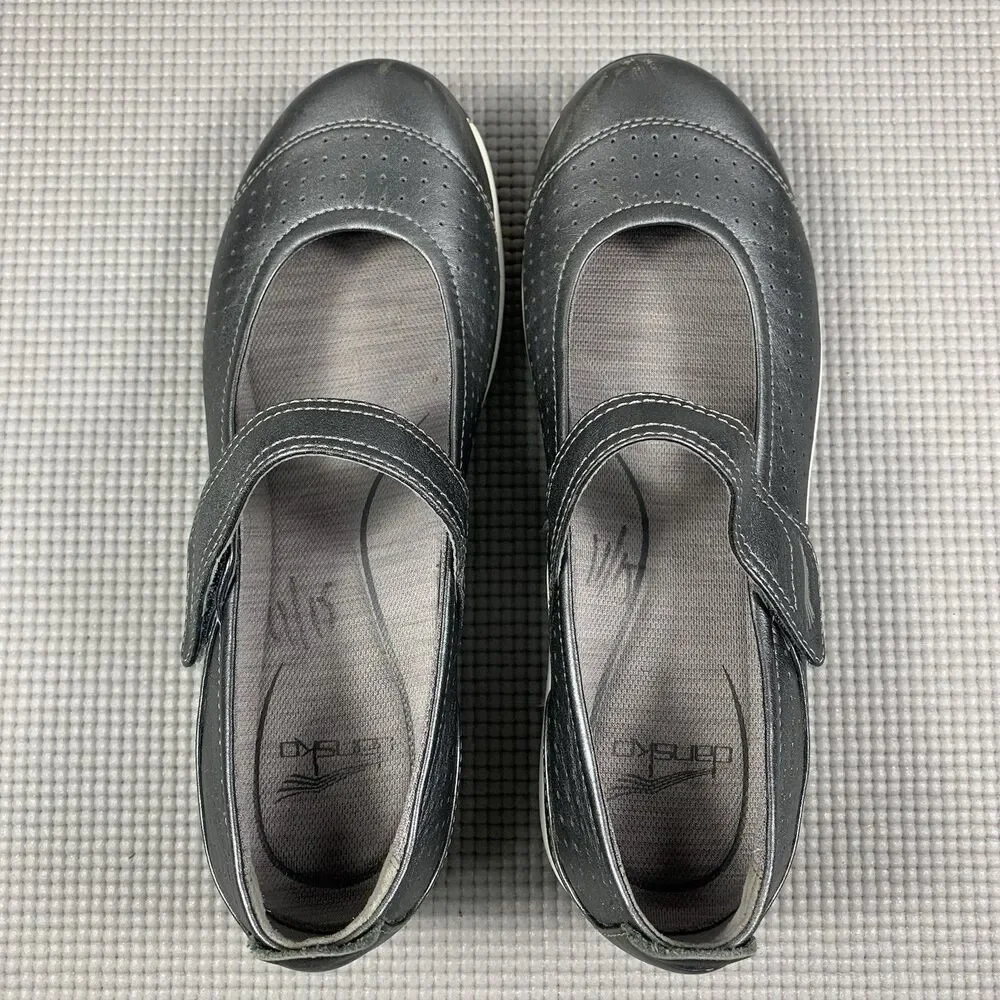 Dansko Mary Jane Shoes Women Sz EU 38 US 7.5-8 Metallic Leather