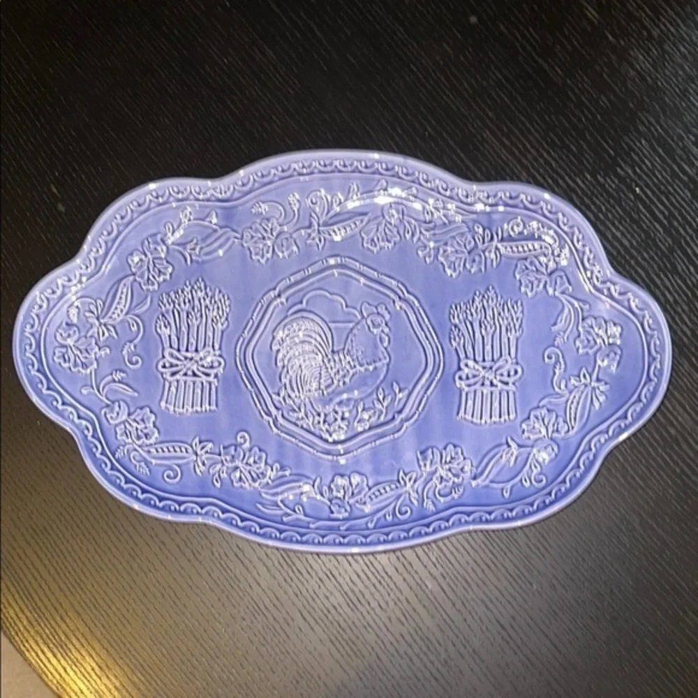 “Le Jardin” by Suzanne Nicoll - Andrea by Sadek Cobalt Blue Majolica Platter