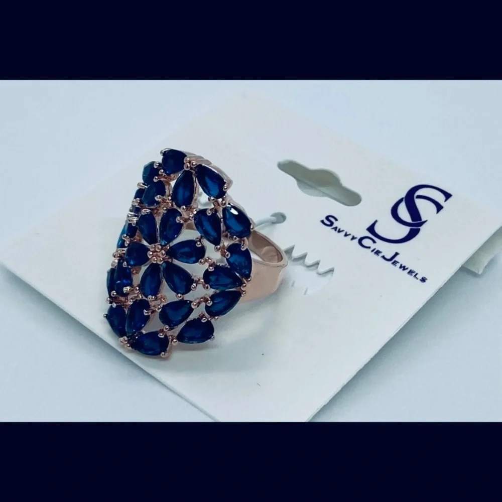 Savvy Cie Rose Gold Lab Created Sapphire Ring