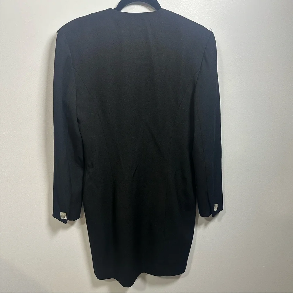 Vintage Chetta B Black Tuxedo style Blazer w Satin Lapel faceted Buttons Medium