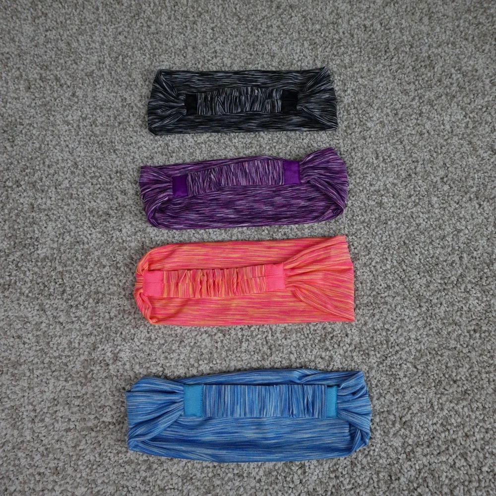 Lot of 4 Athletic Space Dye Headbands Wide Workout Hair Bands Multicolored