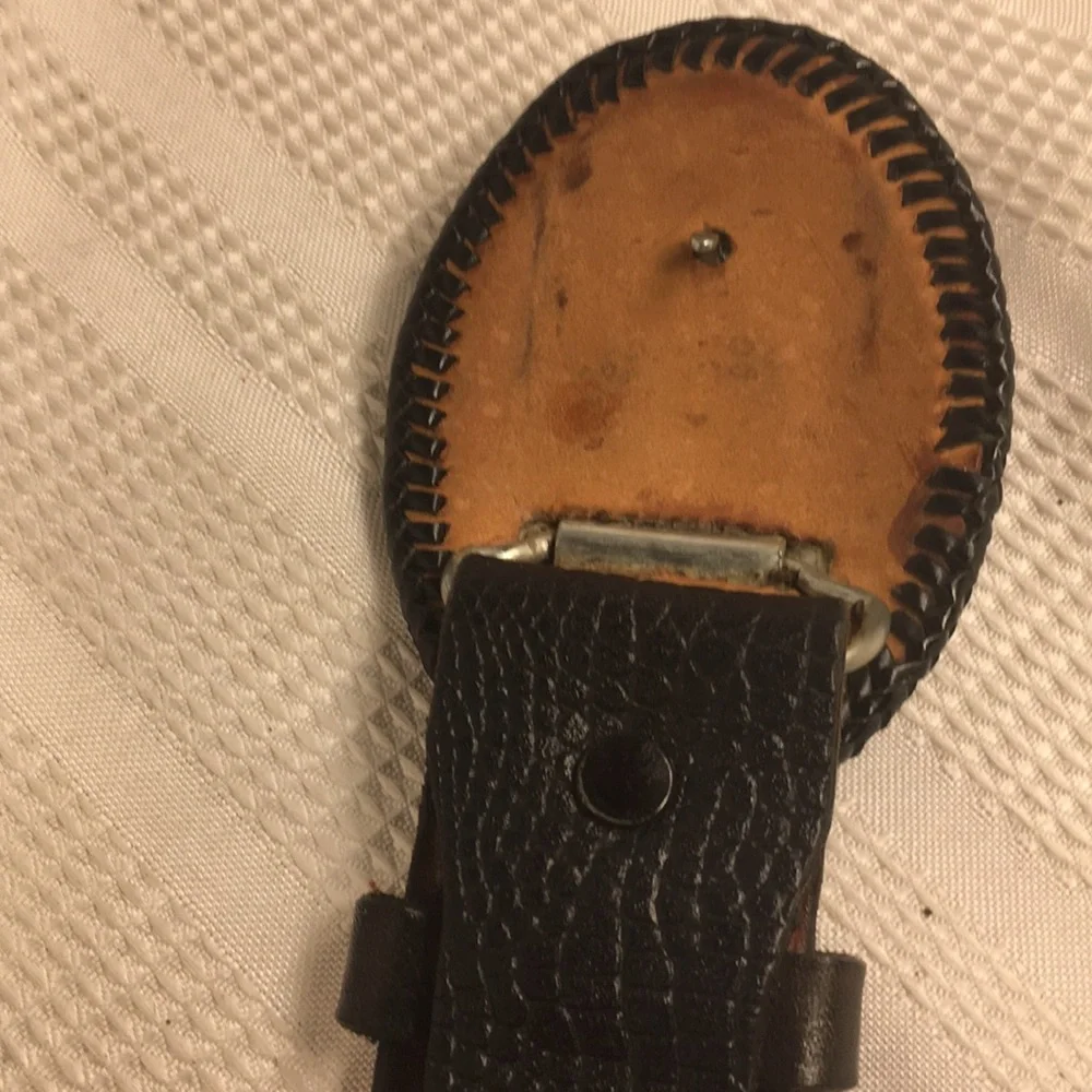 Alligator pattern leather belt w/buckle woven edge