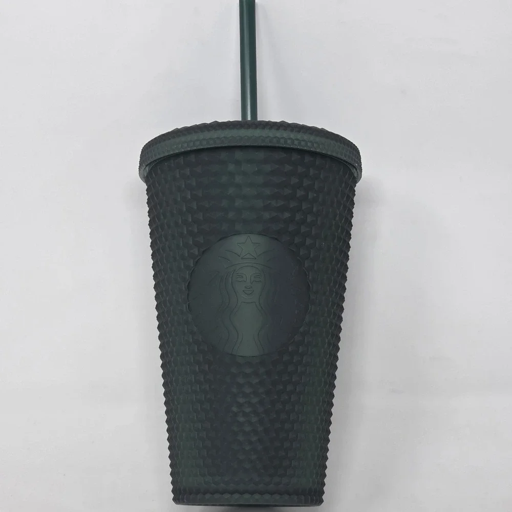 NEW 2022 Starbucks Matte Dark Green Grande Touch Studded 16 oz Tumbler Cold Cup