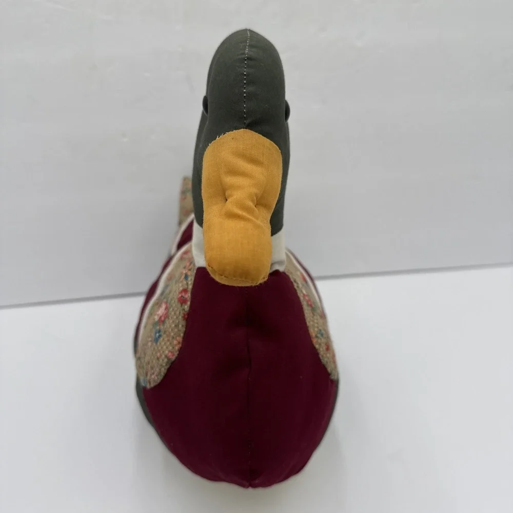 Vtg Handmade Cloth Patchwork Quilted Plush Cottagecore‎ Duck Shelf Sitter Decor
