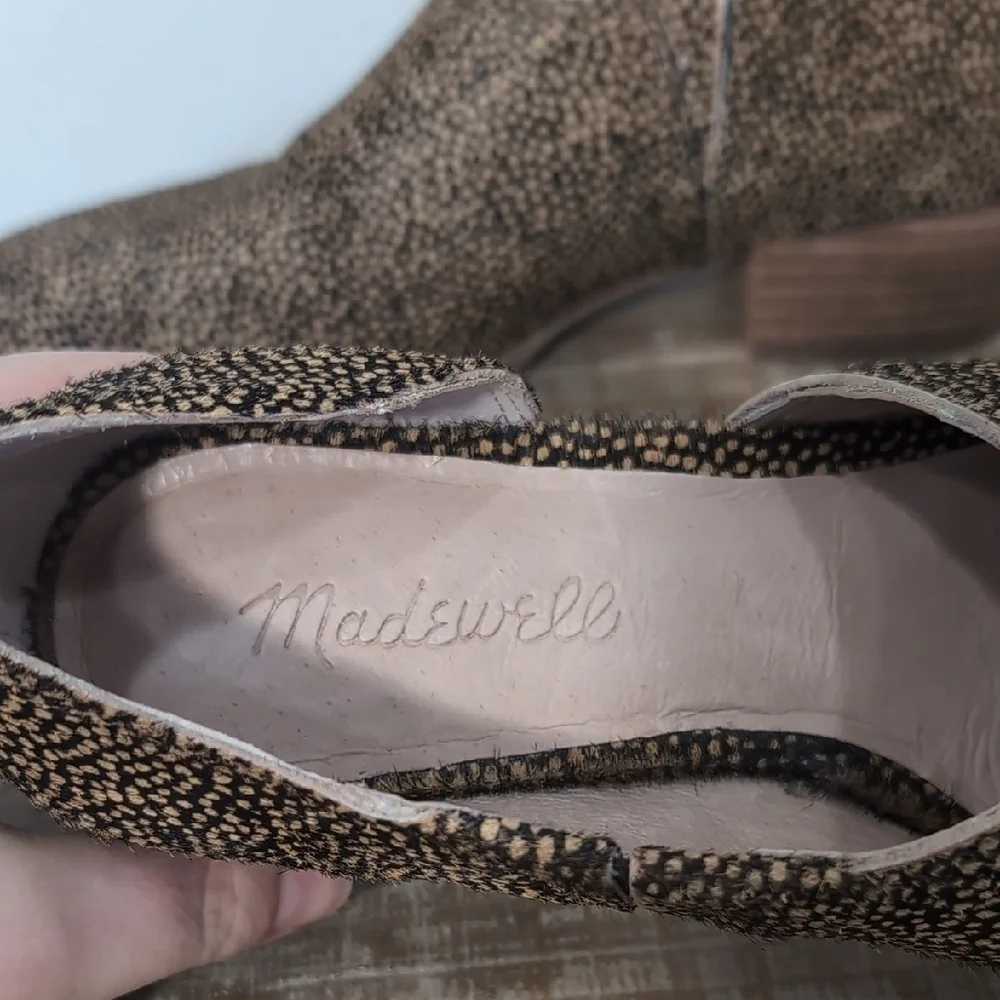 Madewell The Lucie Bootie Sz 7 Leather Brown Cutout Flat Calf Hair Upper Slip-On