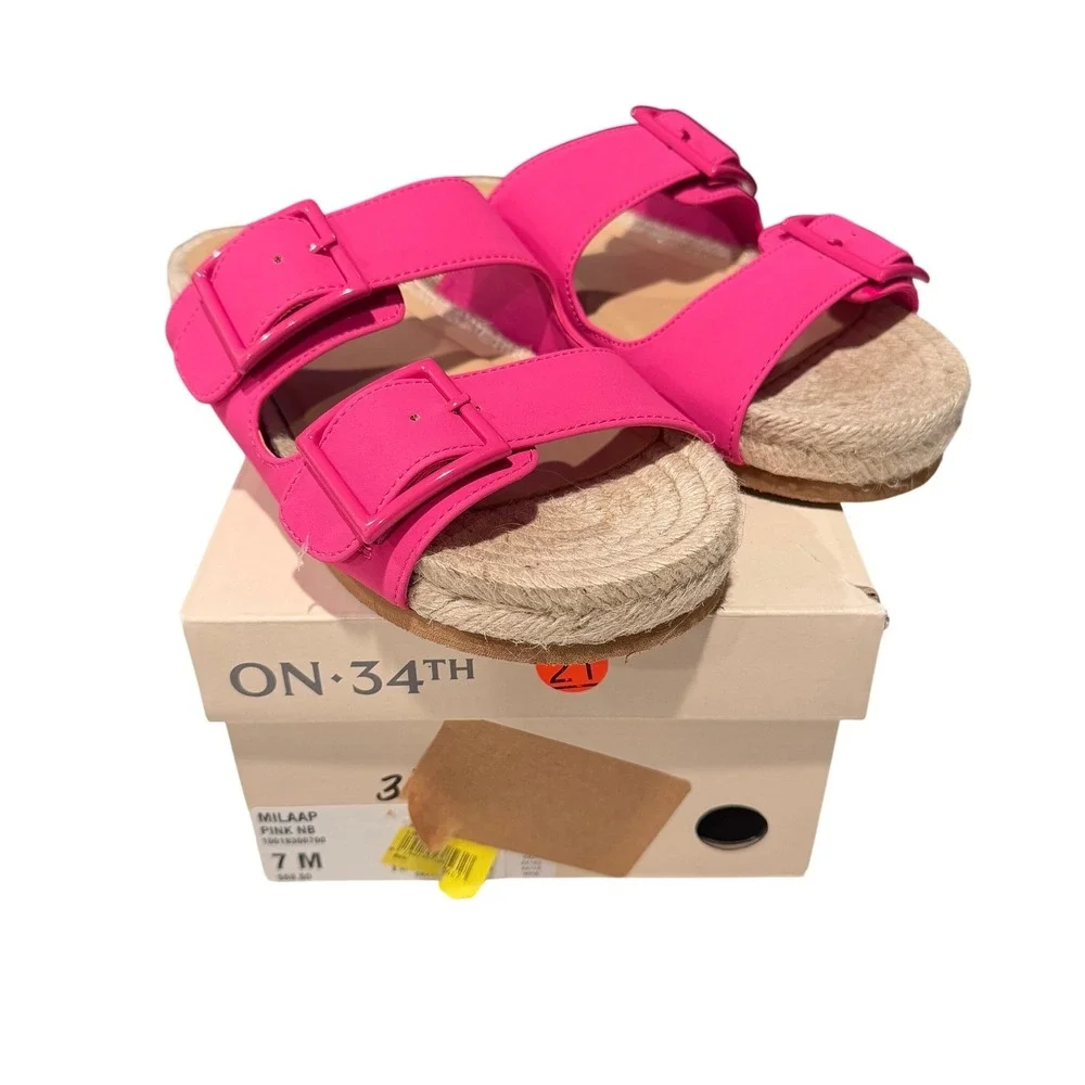 ON 34TH Milaap Pink Nude Espadrille‎ Slide Sandals Womens 7 M Vacation Resort