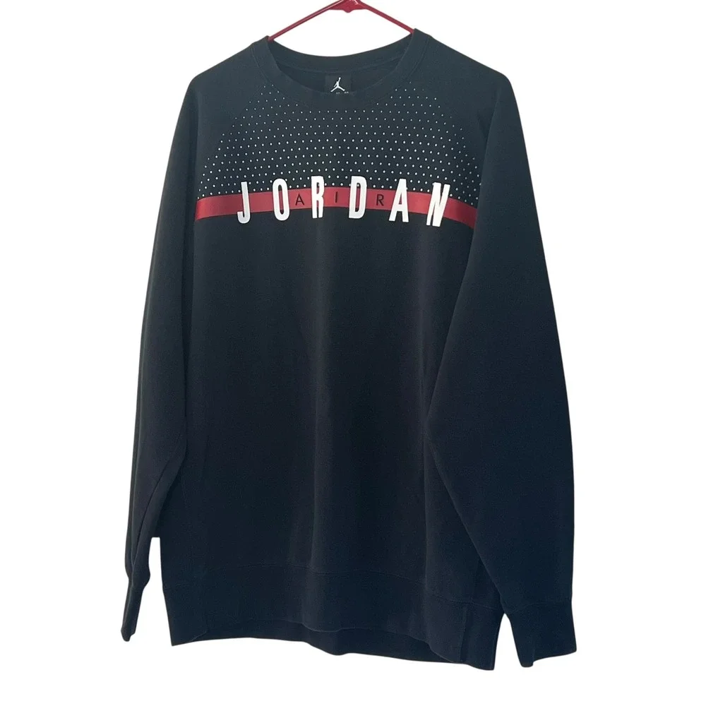 Jordan Black Crew Neck Sweatshirt Pullover Jumper Men's XL Extra Large‎