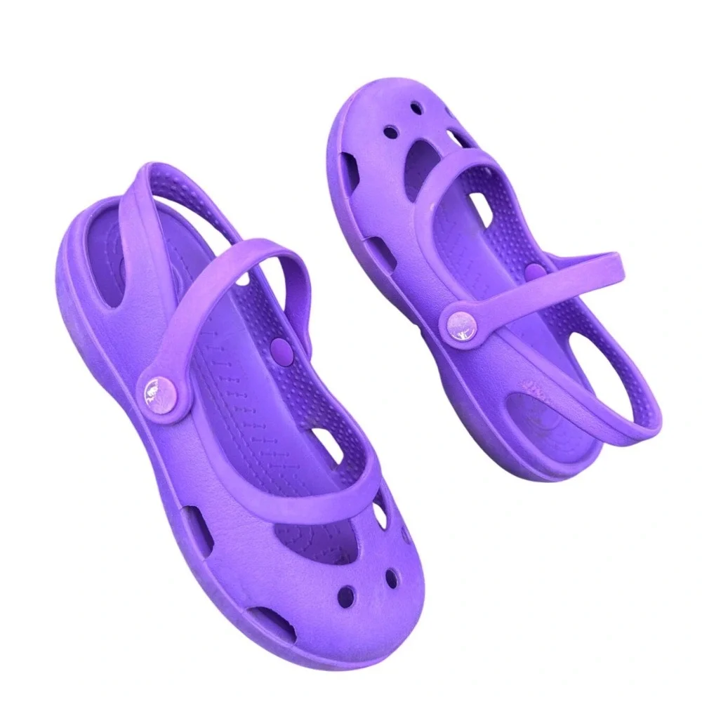 Crocs‎ Shayna Mary Jane Slingback Sandals Toddler Size 12 Purple Shoes