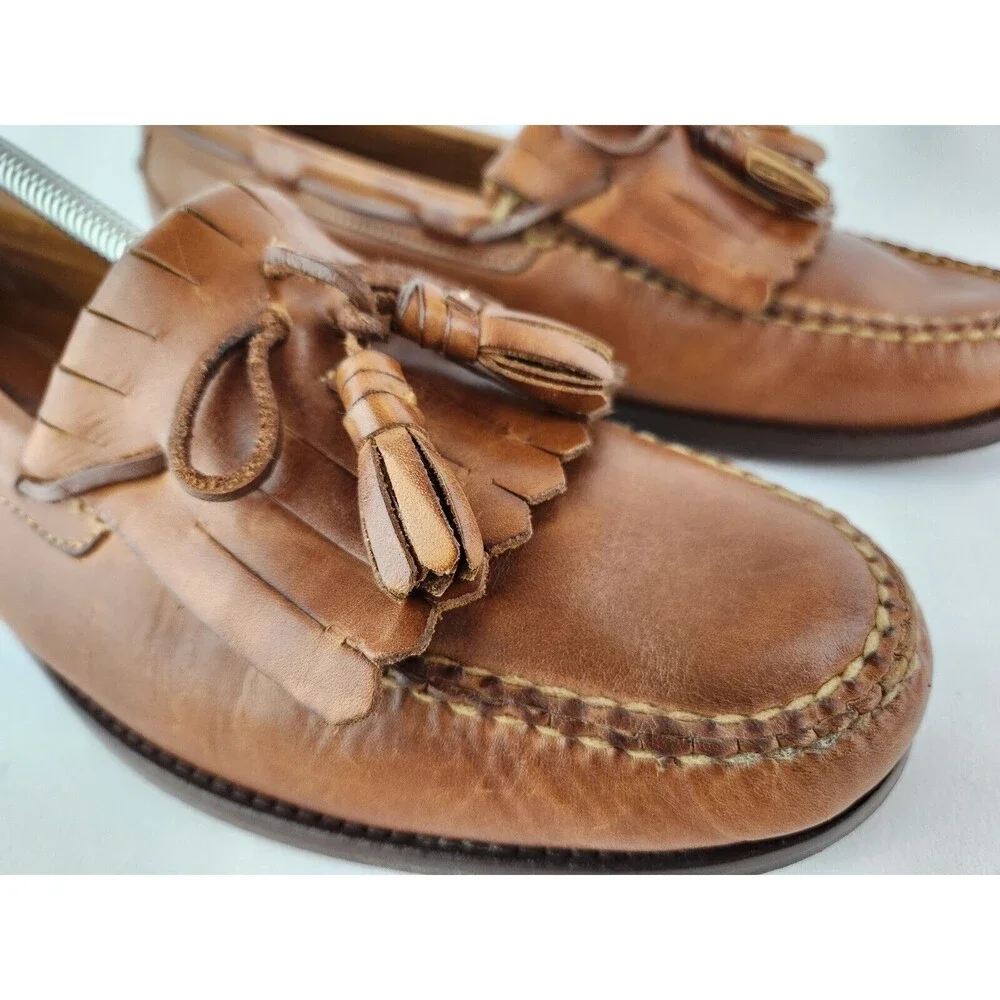 Johnston & Murphy Brown Tassel Fringe Leather Loafer Dress Shoes Men's US 12‎ M