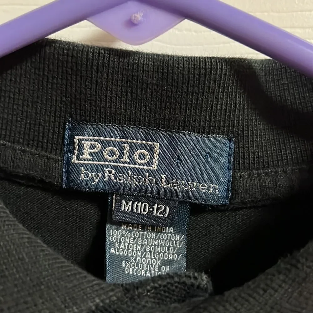 Polo Youth Medium (10/12) Black long sleeved collared shirt.