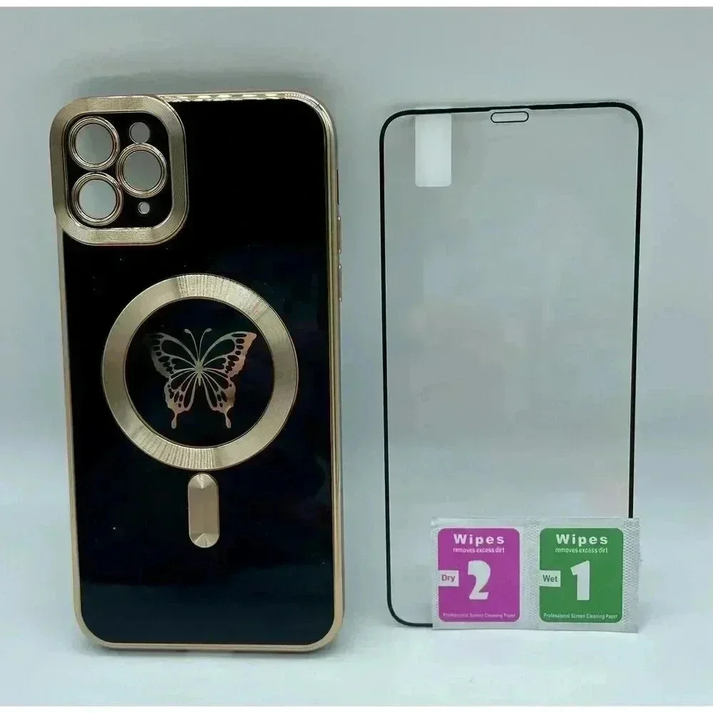 Butterfly Magsafe‎ Case for iPhone 11 Pro Max with Screen Protector Black