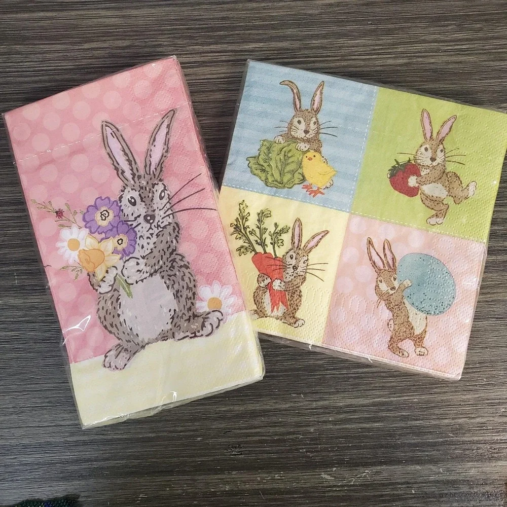 World Market Easter Bunny Rabbit Spring Colorblock Paper‎ Napkins, 2 ea. 16 ct.