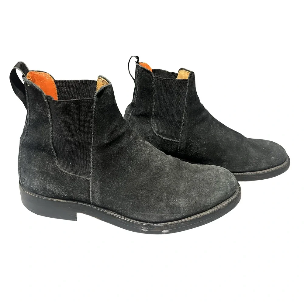 Rag & Bone X Grenson Boots Mens Size 11.5 Black Suede Chelsea‎ Ankle Pull On