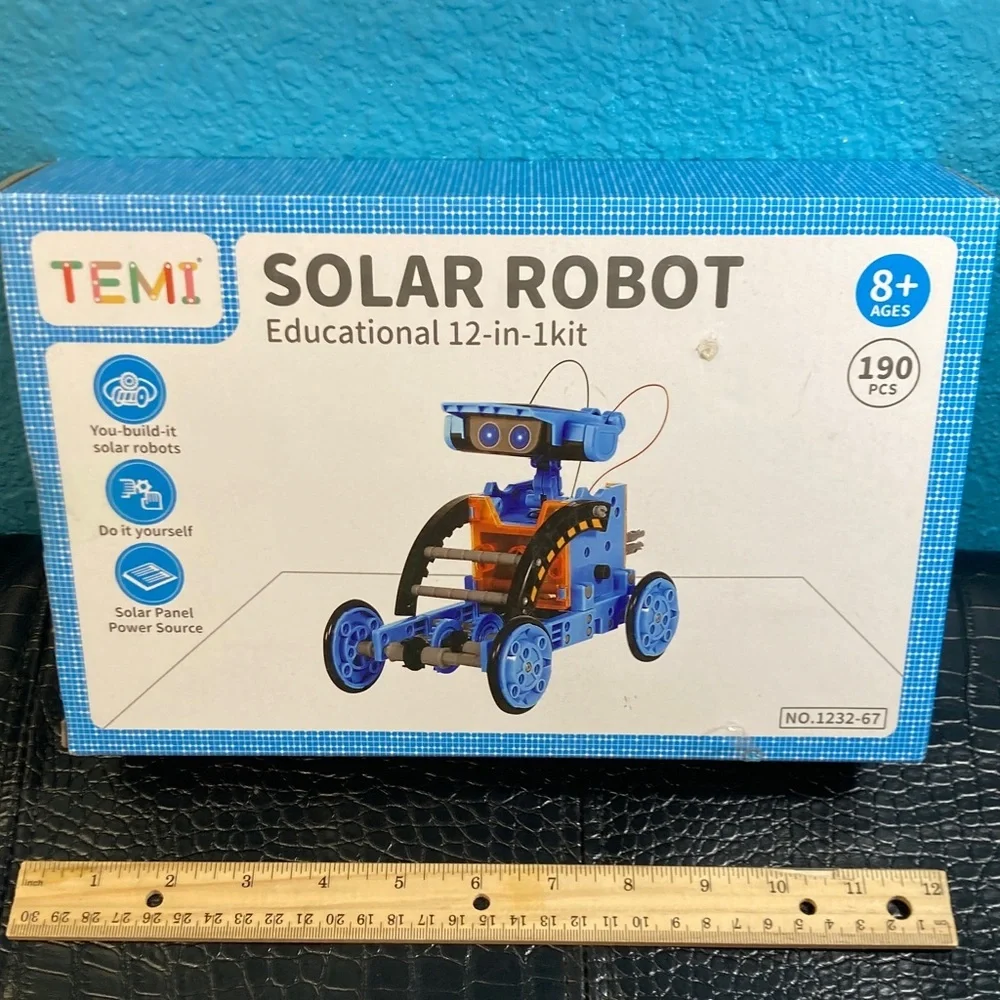 NWT TEMU Solar Robot‎ Ages 8+ Educational 12-in-1 Kit BLUE