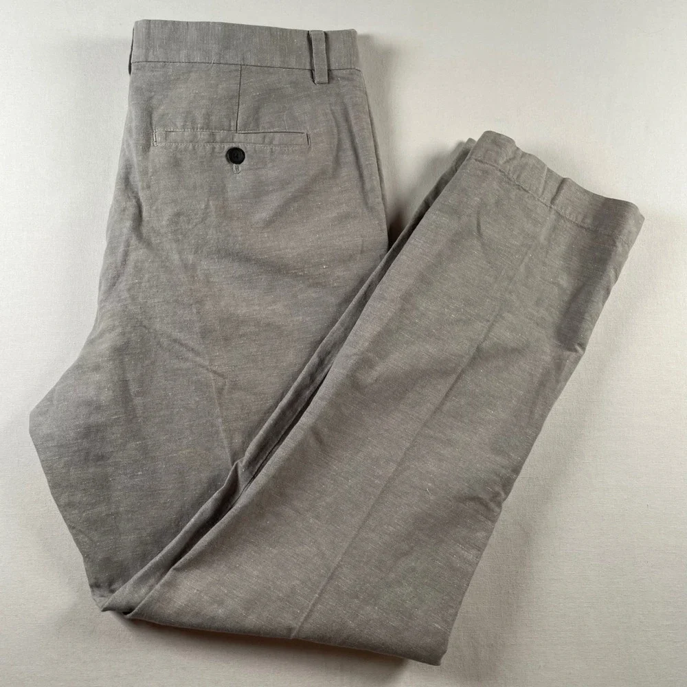 Banana‎ Republic Aiden Chino Pants Mens 36x34 Gray Linen Blend Slim Fit Casual
