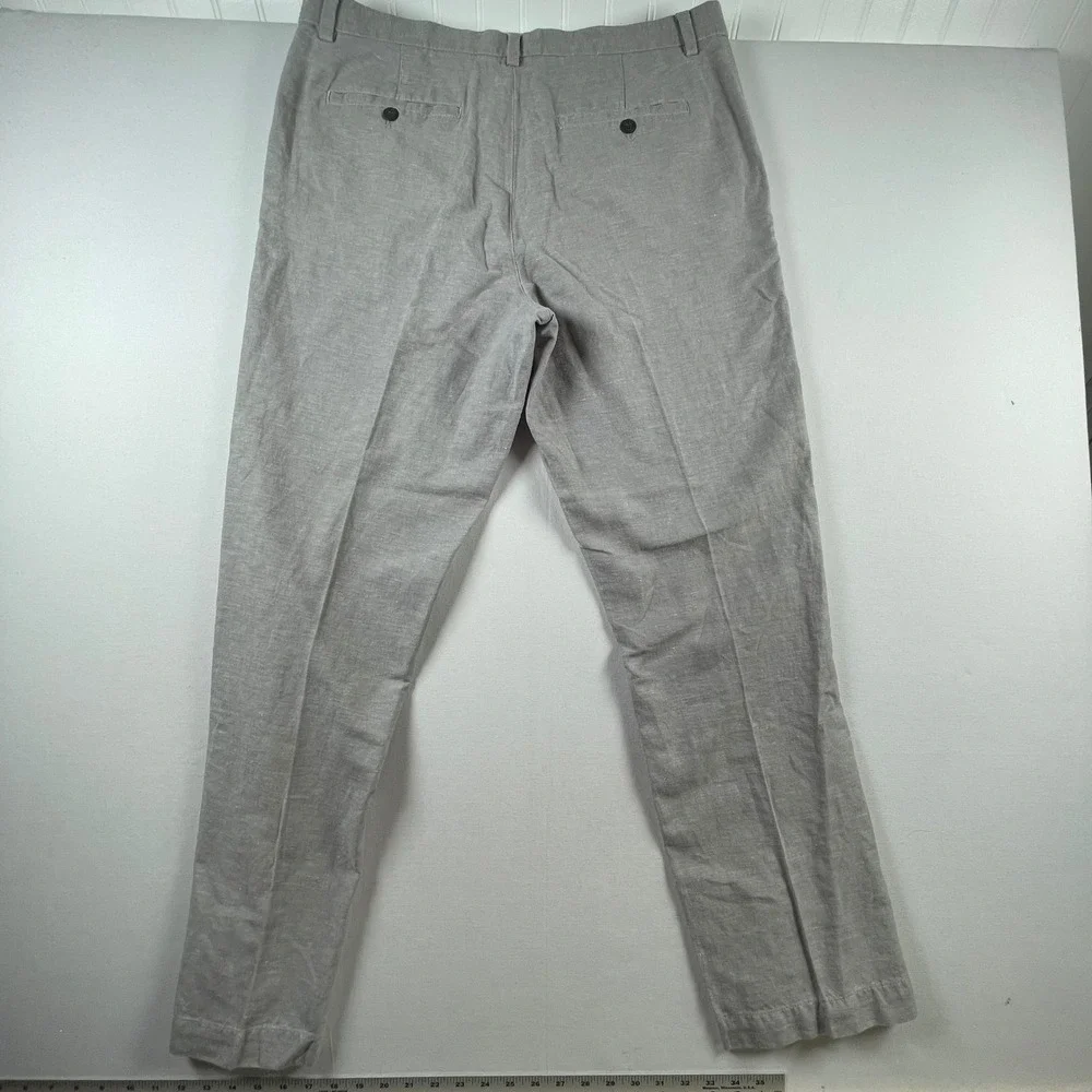 Banana‎ Republic Aiden Chino Pants Mens 36x34 Gray Linen Blend Slim Fit Casual