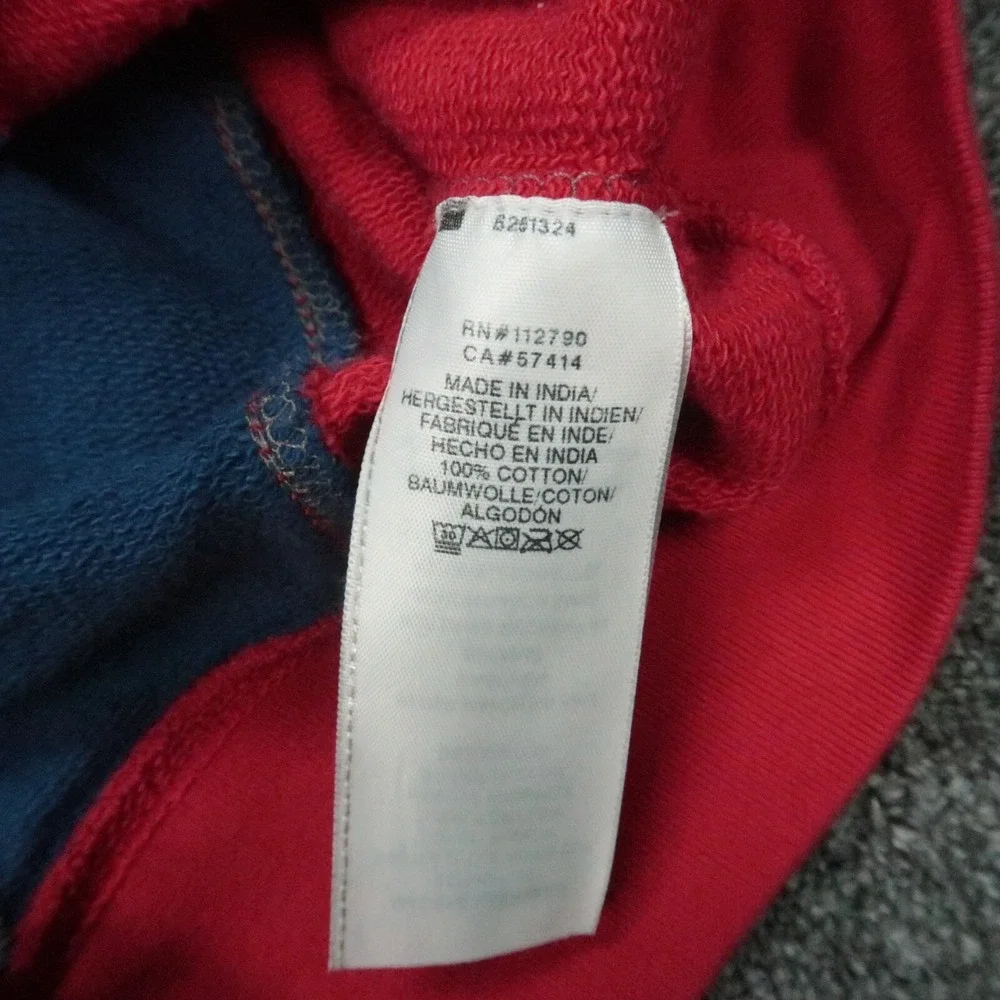 True Religion Hoodie Mens Medium Red Blue Chevron Full Zip Pockets Hooded Jacket