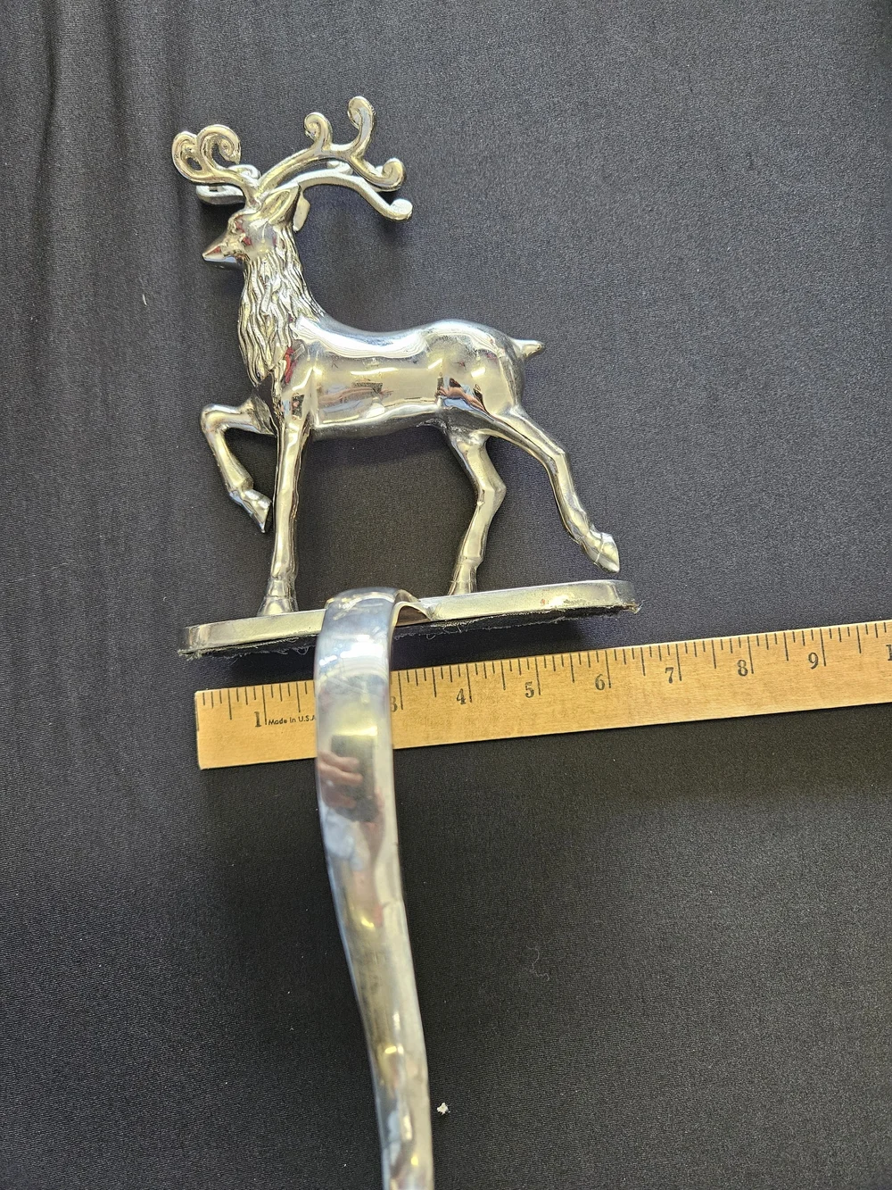 Set of 2 chrome Christmas Holiday Reindeer Stocking Holders.