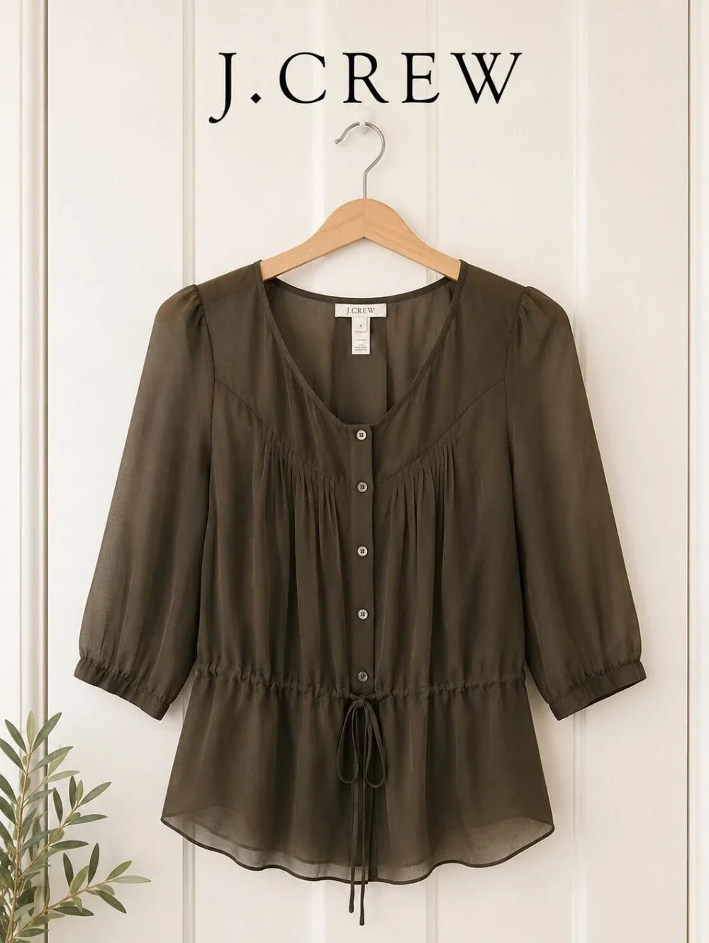 J.Crew 100% Silk Drawstring Popover Blouse✨