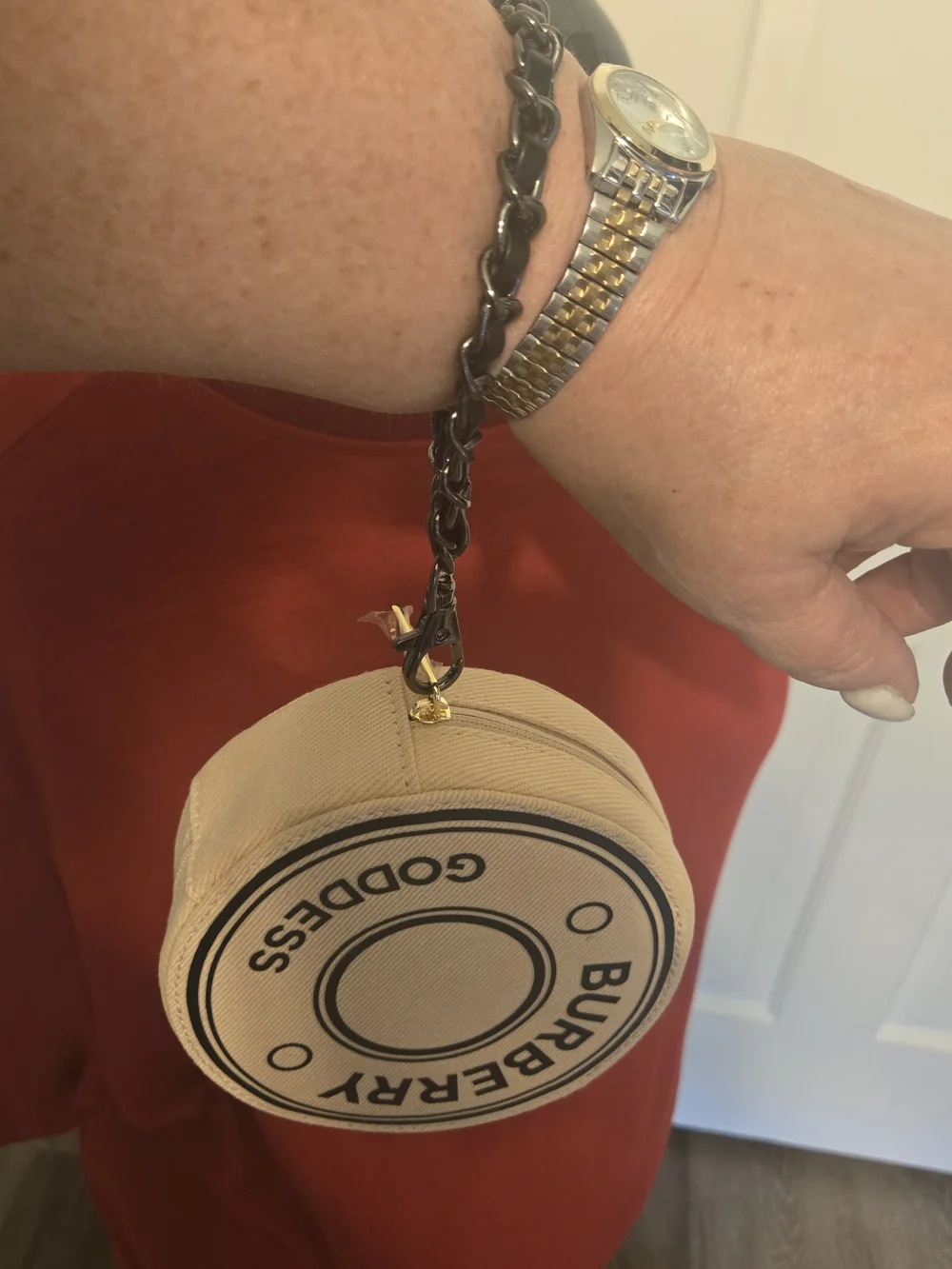 Upcycle 'Goddess' Round Fabric Accessory Detachable Wristlet Added