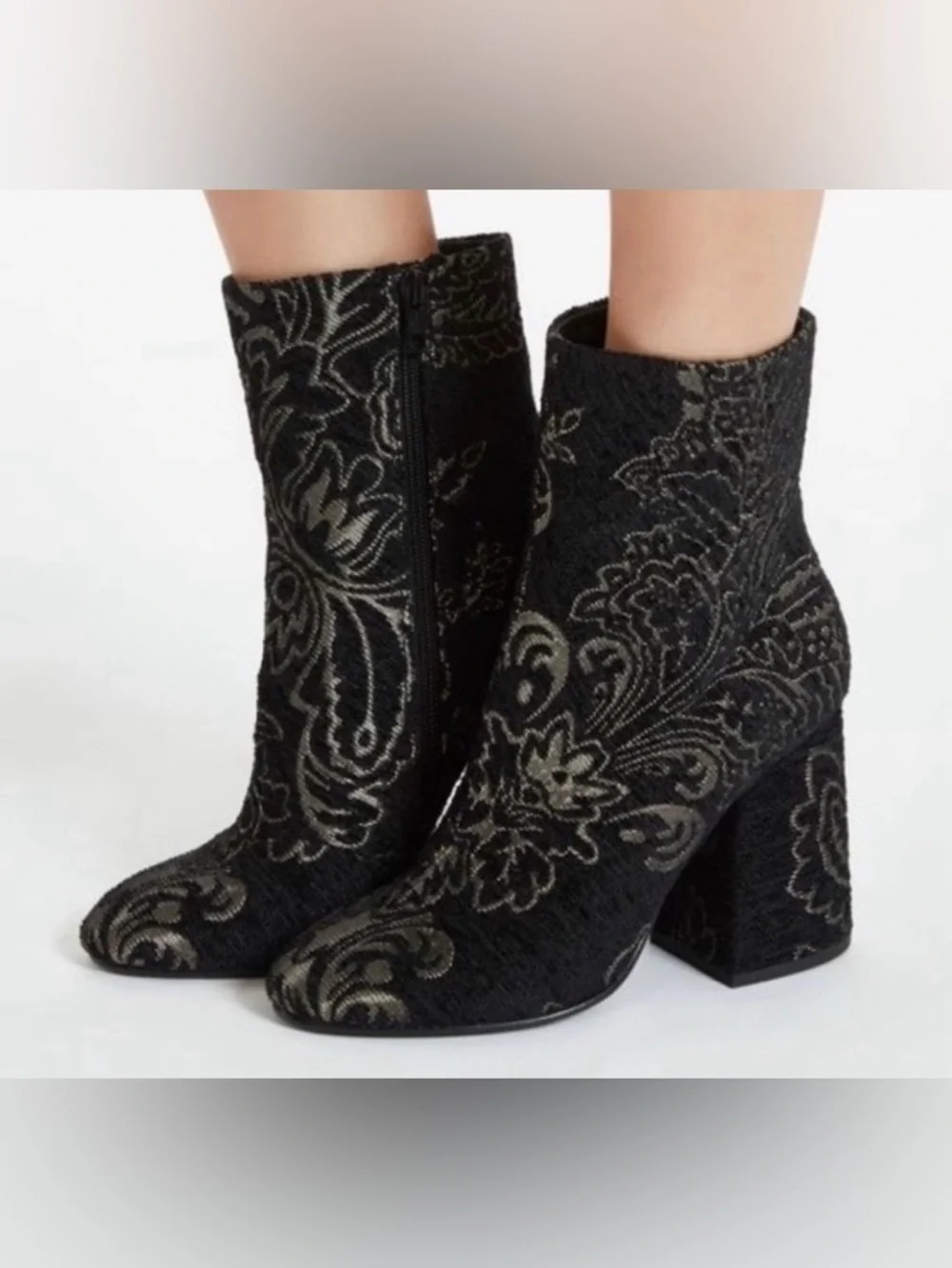 Ash Fedora Black Gold Embroidered Leather Sole High Ankle Boots 38 EU 7-7.5 US